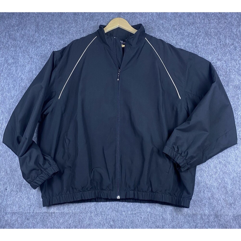 PGA Tour Men's Windbreaker Jacket Mesh Lined Full Zip Black Long Sleeve Sz XL
